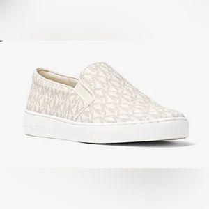 MICHAEL Michael Kors Women's Slip-On Logo Sneakers in Light Beige/White